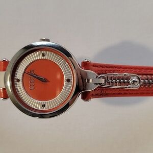 Versus by Versace Women's SOB040014 Key Biscayne Red Leather Pin Zipper Watch